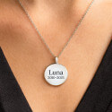 Personalised Dog Memorial Round Urn Necklace – Engraved Pet Ashes Keepsake with Name & Dates
