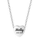Personalised Dog Memorial Heart Urn Necklace with Slide-Through Chain – Engraved Pet Ashes Keepsake with Name & Dates