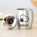 Personalised Dog Urn with Engraved Photo Drawing on the lid – Mini Keepsake Urn with Name