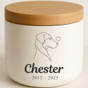Personalised Ceramic Dog Urn with Minimalist Illustration –  Pet Cremation Urn for Ashes with Name & Dates