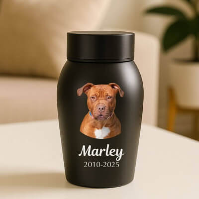 Personalised Dog Urn with Photo – Engraved...