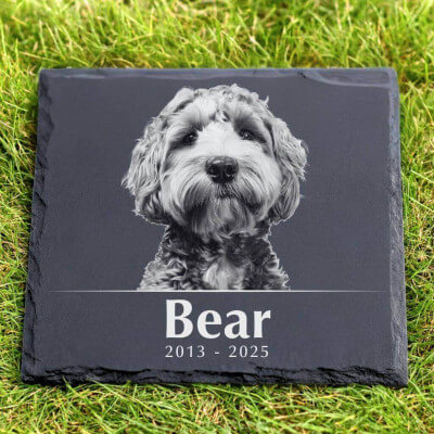 Personalised Square Dog Grave Marker with Photo...
