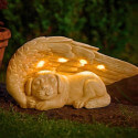 Angel Dog Memorial Stone with Solar LED Light – Weatherproof Resin Grave Marker for Dogs, Thoughtful Garden Tribute & Memorial G